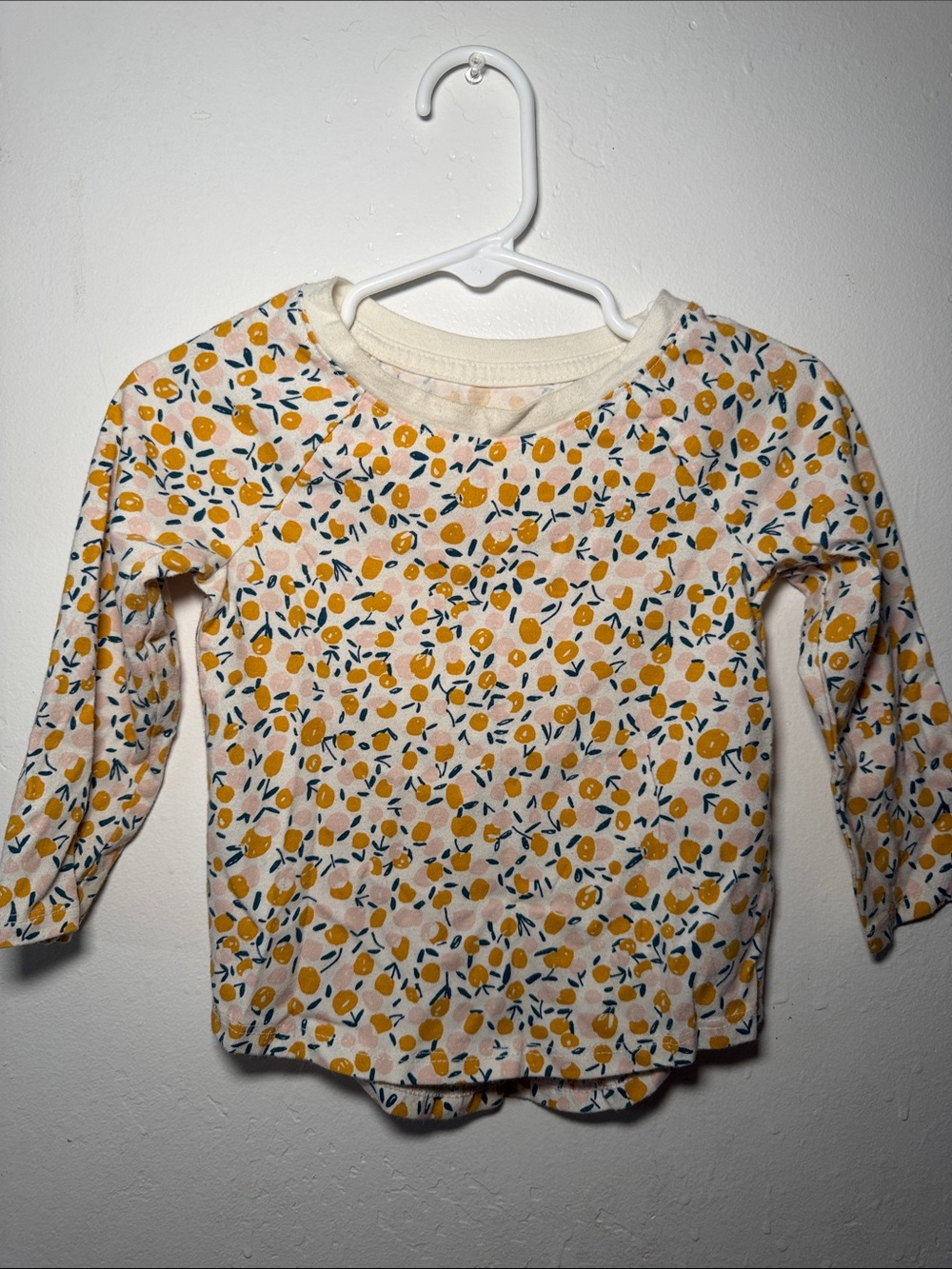 Cat & Jack Cream Long-Sleeve Top with Yellow Floral Dot Print